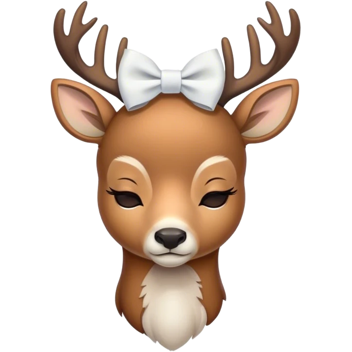 Deer with a white bow on head all sleepy emoji