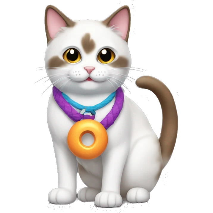 snowshoe cat with a toy emoji