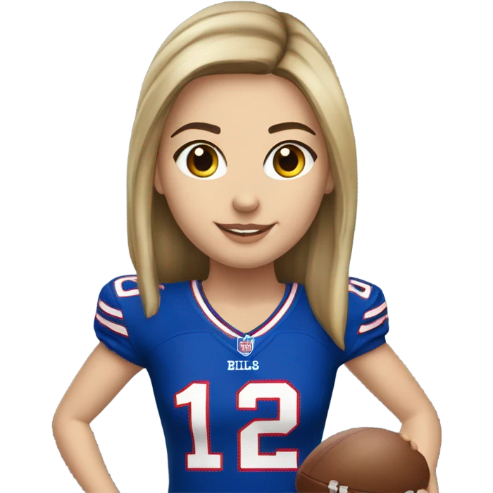 Caucasian girl wearing a bills jersey (number 17) emoji