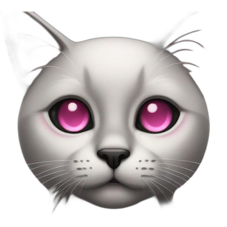 Black cat with pink eyes emoji
