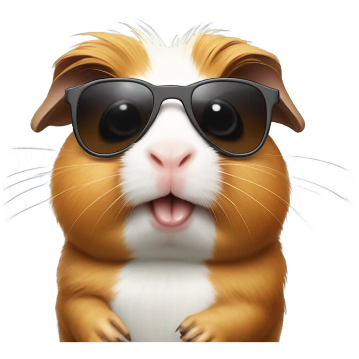 Guinea pig with sunglasses making a Shaka sing with hand emoji