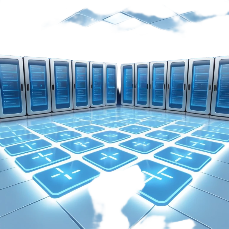 Underground data center with glowing floor panels emoji