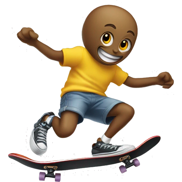 SKATEBOARD EATING SNEAKERS WHILE JUMPING ABOVE RUBBER POLE  emoji