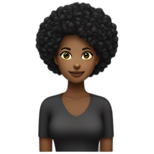 Mulher negra cabelo comprido liso preto emoji