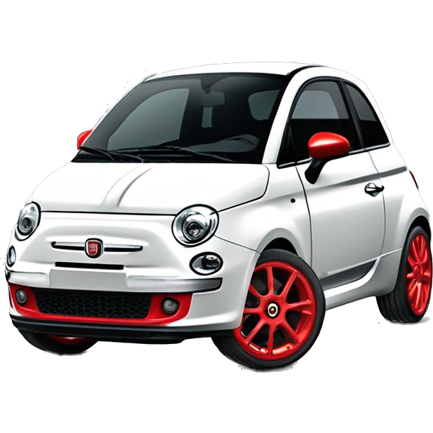 Fiat 500 abarth 2008 blanche , avec une bande latéral rouge et rétroviseur rouge. Jante chromé pétale  emoji
