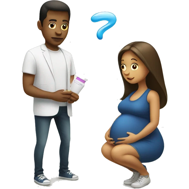 couple looking at pregnancy test emoji