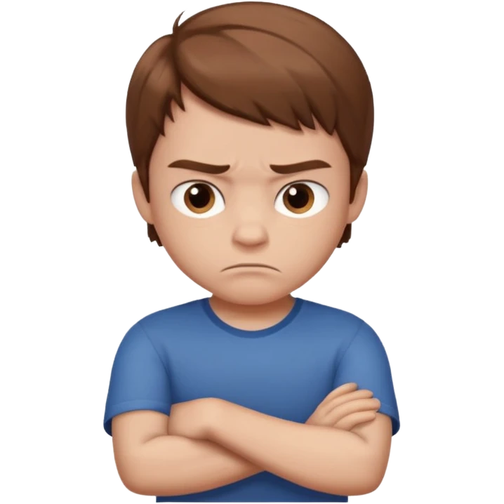 boy with a grumpy expression and arms crossed emoji