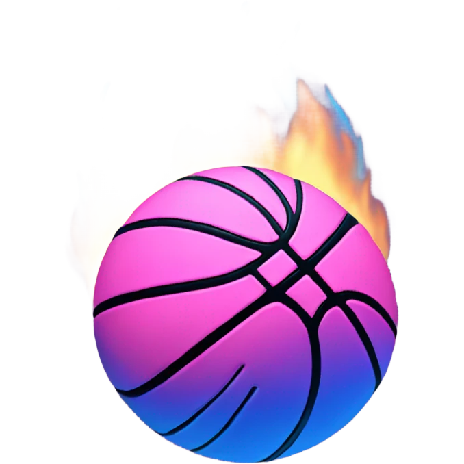 Pink and blue flaming basketball  emoji