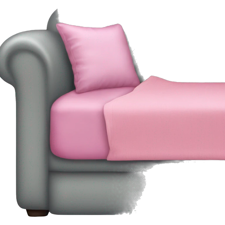 Gray sofa with a pink bedspread emoji