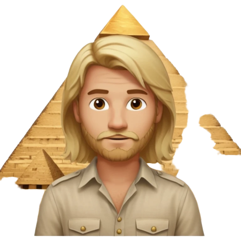 male blond long hair agent with short beard in egypt with pyramids emoji