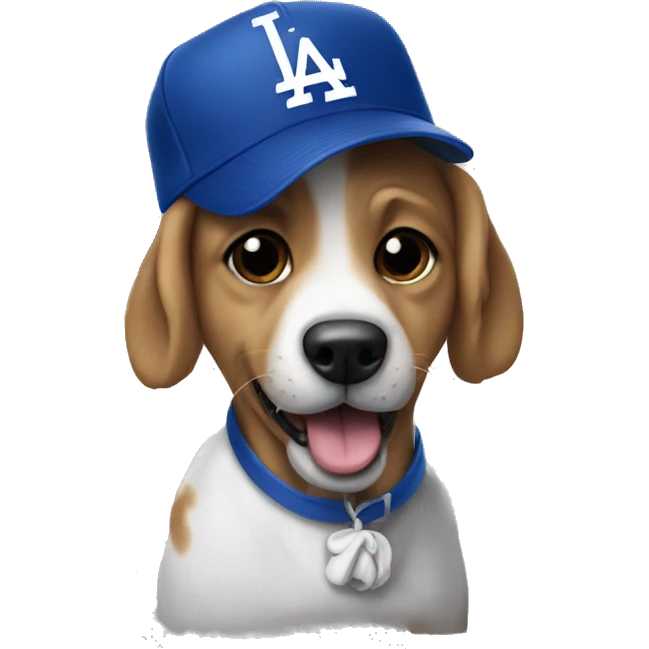 Dog wearing dodgers hat emoji