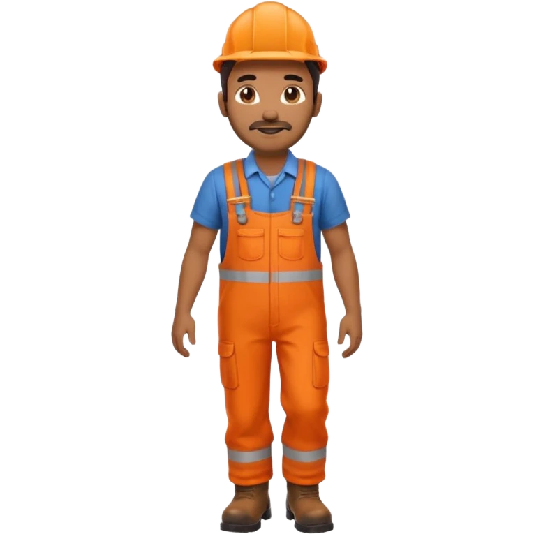 Indian male railway engineer orange overalls, boots walking emoji