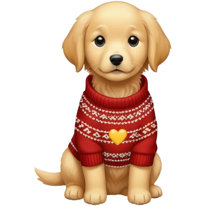 Golden retriever puppy wearing a sweater emoji