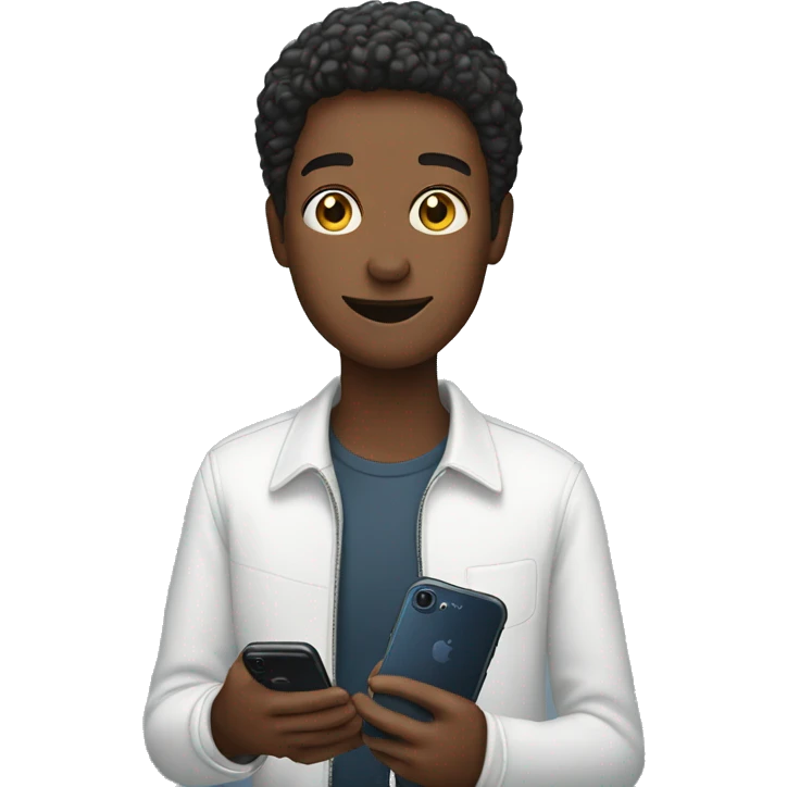 Person holding a samsung phone and iphone emoji
