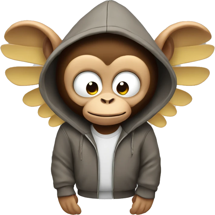 Monkey with wings and a hoodie emoji
