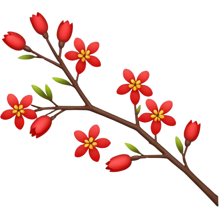 Red tree branch twig with flowers  emoji