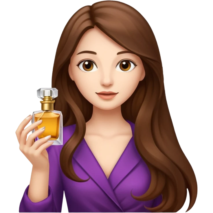 Half body pretty long hair woman holding 1 parfume emoji