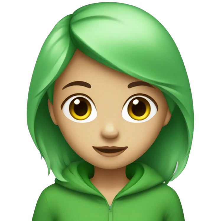 Girl with green emoji
