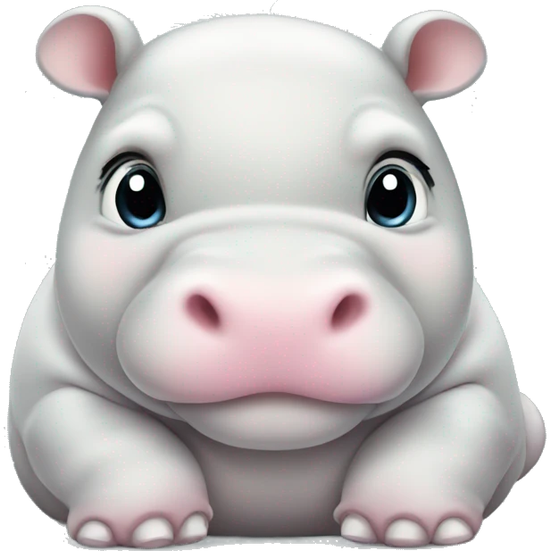 chubby white baby hippo with a belly emoji