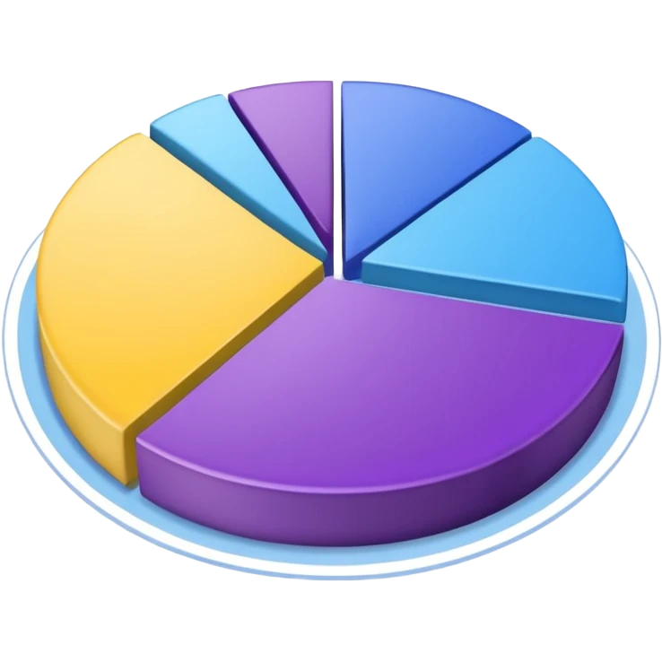 A pie chart with purple, yellow and blue colors only emoji