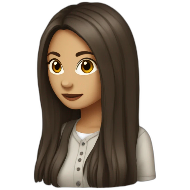 Elena Gilbert with long hair and a ribbed button-down t-shirt emoji