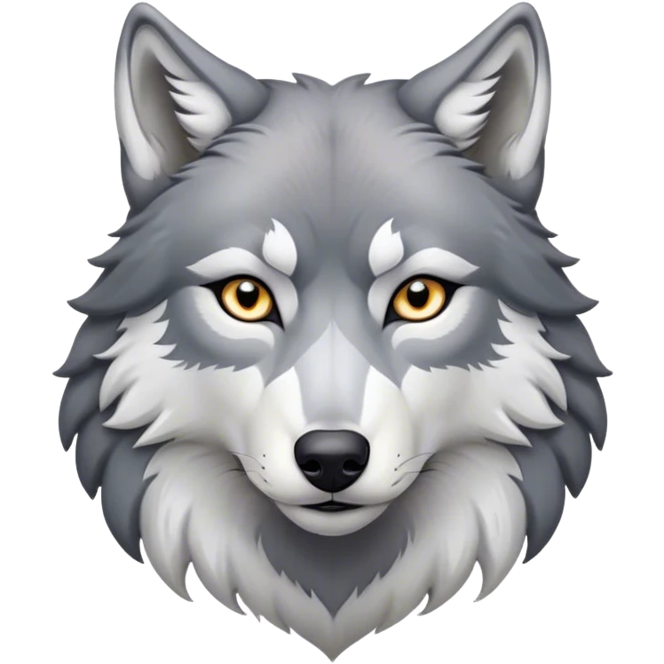 Cinematic Noble Wolf Portrait Emoji, Poised and regal, with a strong, lean build and a sleek, well-groomed Fur of grey and white, deep-set soulful piercing eyes, Simplified yet sharp and sophisticated features, highly detailed, glowing with a soft, dignified glow, high shine, intelligent and fierce, stylized with an air of wild majesty, focused and attentive, soft glowing outline, capturing the essence of a watchful and confident alpha, so majestic it feels as though it could howl out of the screen with effortless authority! emoji