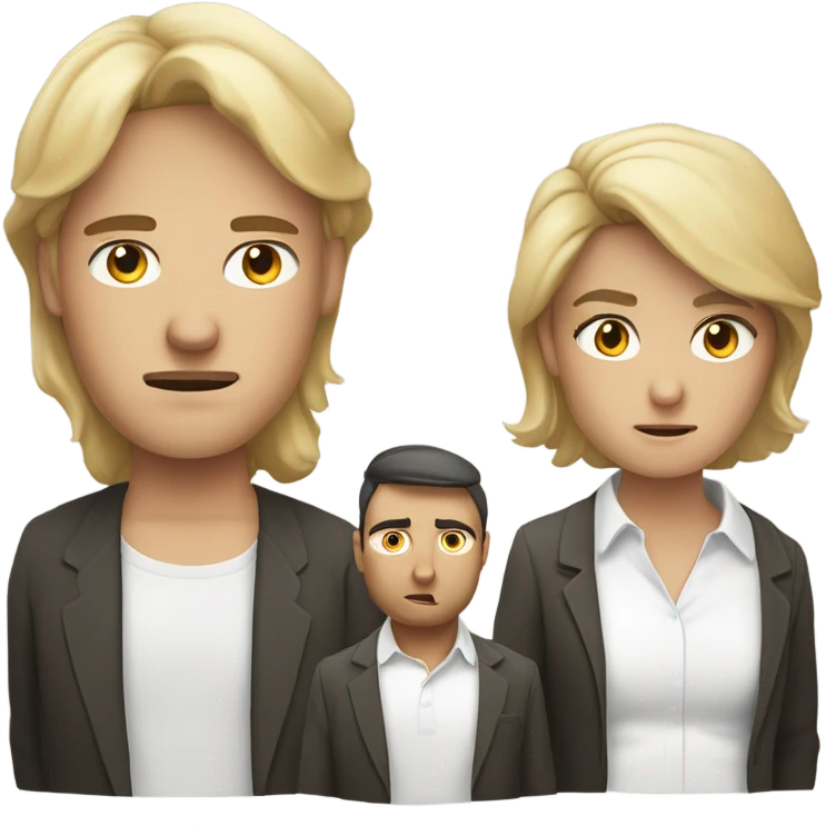 6 Caucasian people sitting around a table looking unhappy emoji