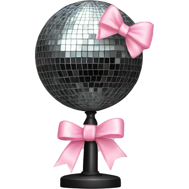 Disco ball with light pink bow emoji