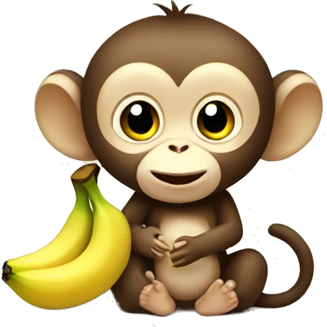 Cute monkey eating banana  emoji