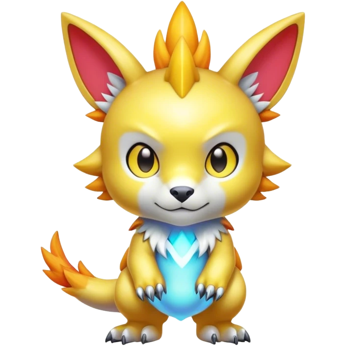 Cute cool shiny colorful Digimon-animal-hybrid full body emoji