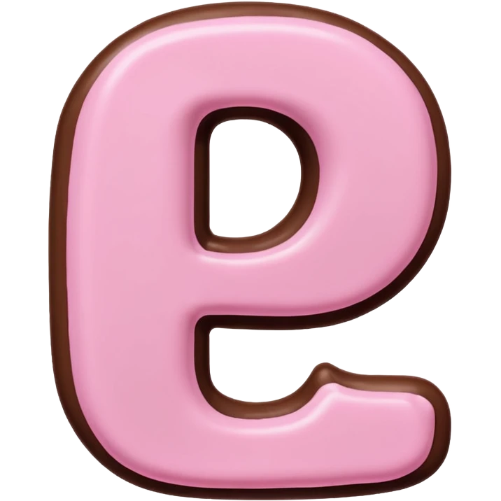 “Single pink bubble letter D, white outline, bottom dipped in chocolate with pink frosting drizzle, kawaii style, glossy, soft shading, clean outline, transparent background, Discord emoji size” emoji