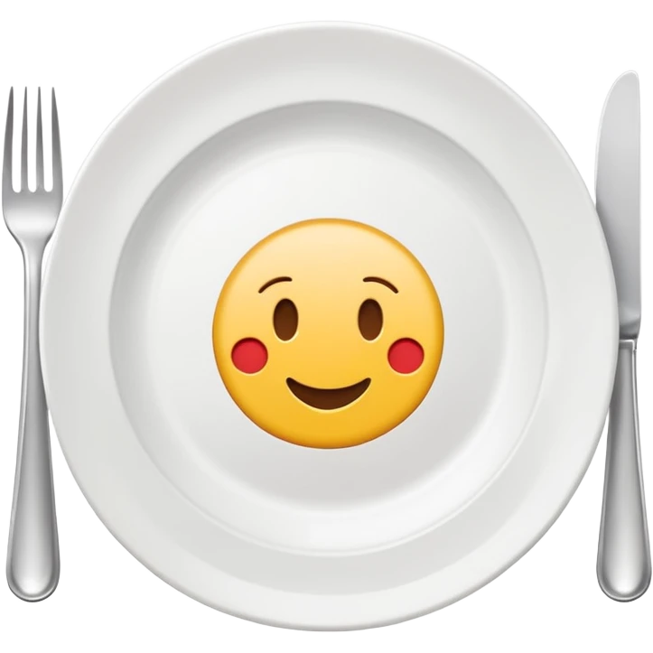 A clean and simple emoji-style icon: A round dinner plate with fork and knife on each side, symbolizing team meal. Minimal details, flat bright colors, emoji-like design. emoji