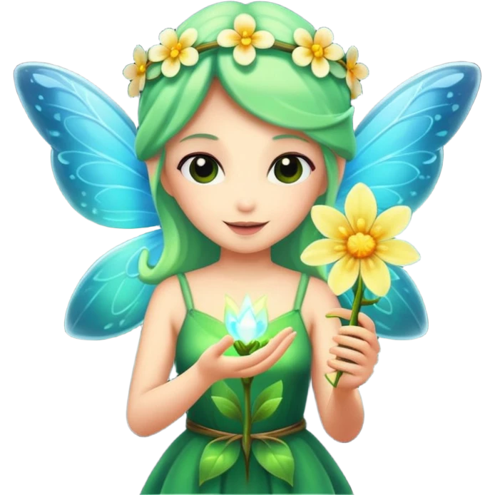 fairy character offering glowing flower emoji