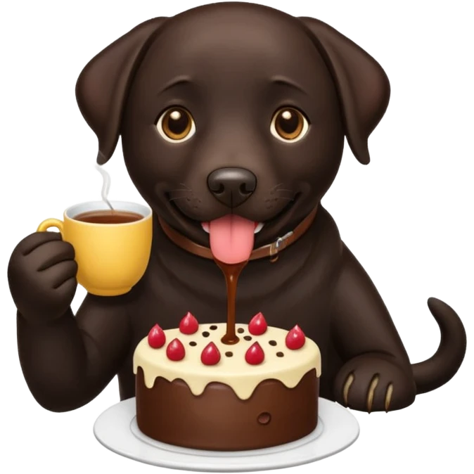 Cup of Tea cake black Labrador  emoji