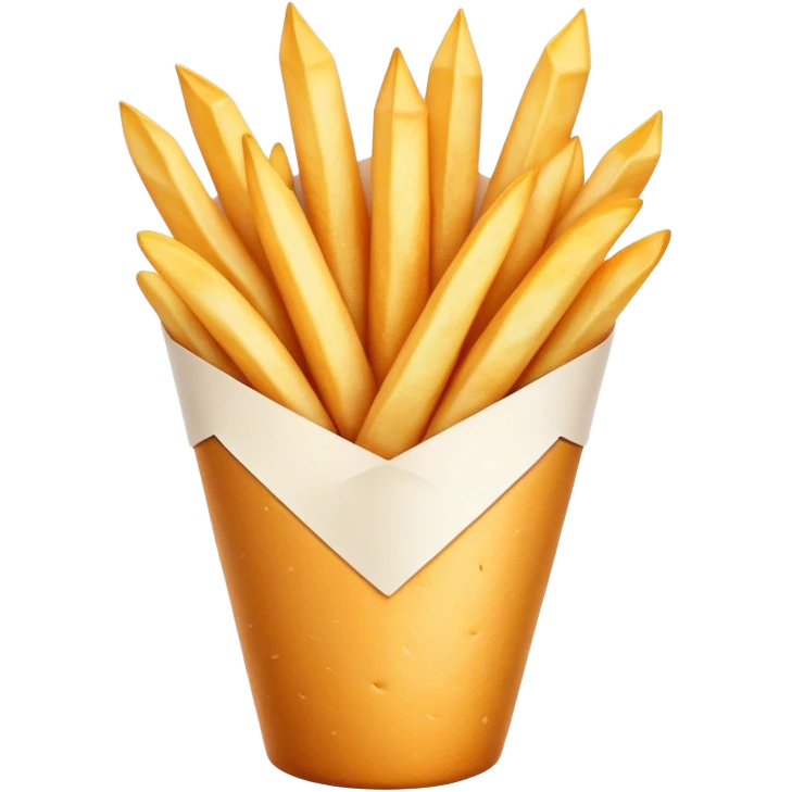 Belgian Fries Cinematic Realistic Belgian Fries Dish Emoji, depicted as a generous serving of crispy fries neatly presented in a white paper cone, rendered with vivid textures and appetizing, natural lighting. emoji