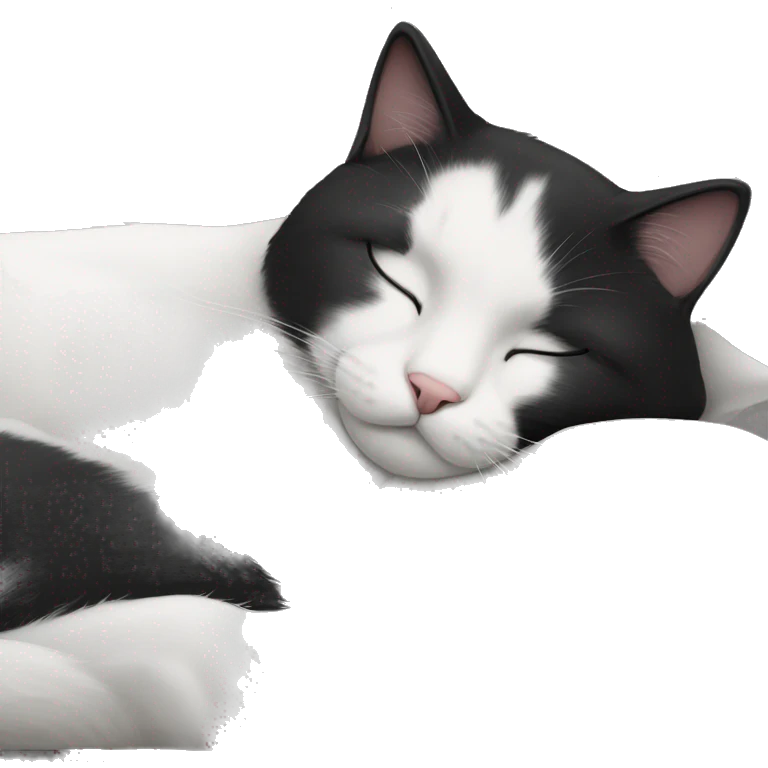 sleeping black and white cat emoji