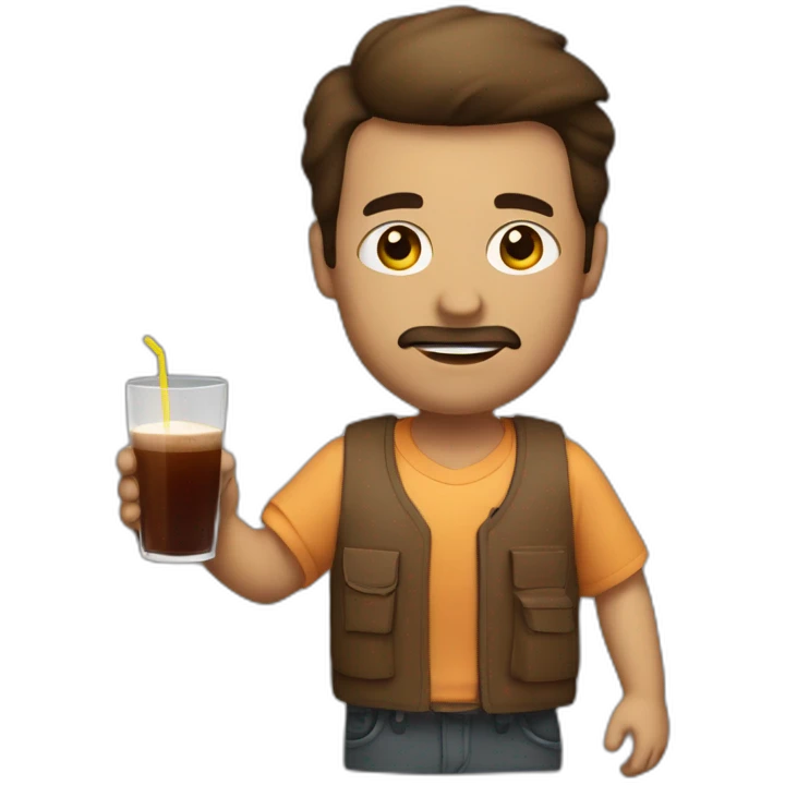 Road man whit a glass of brown juice emoji