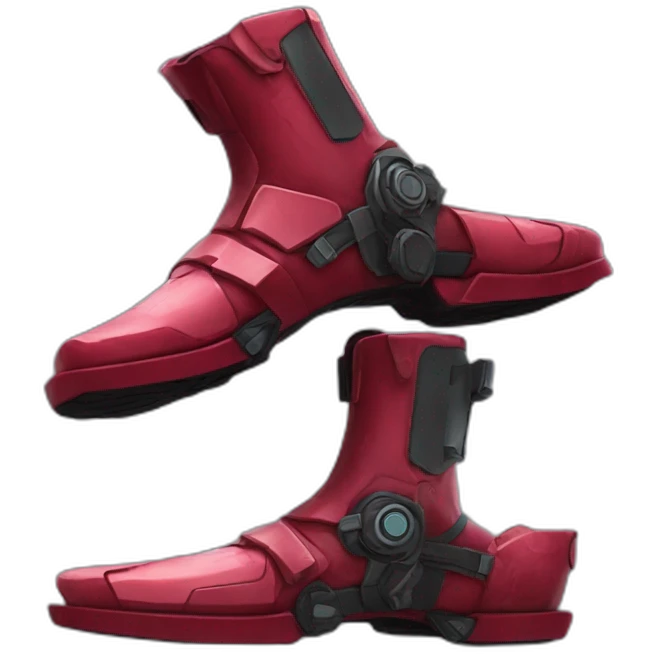 futuristic Autonomous Combat colored crimson armored boots emoji