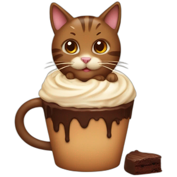 Brown cat as cream brownie dessert in a cup emoji