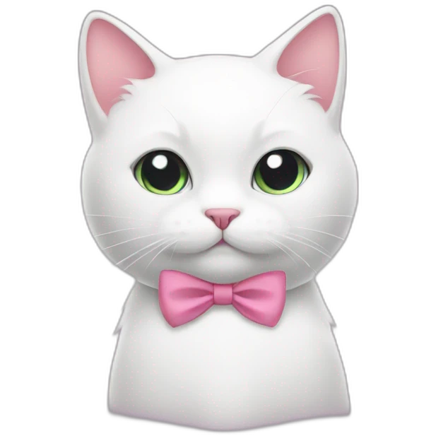 White cat with a pink bow emoji