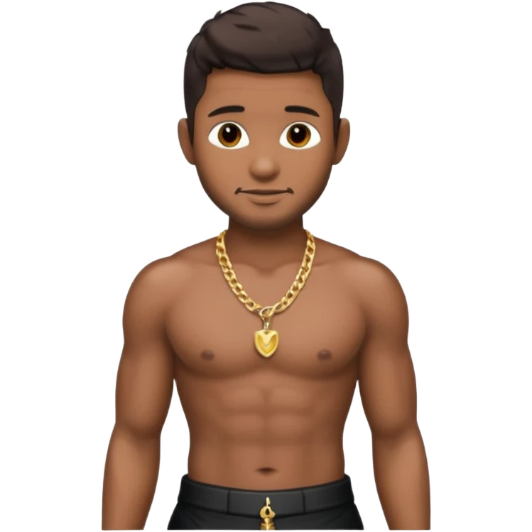 Usher with dark brown hair, shirtless with necklace, metallic black pants emoji