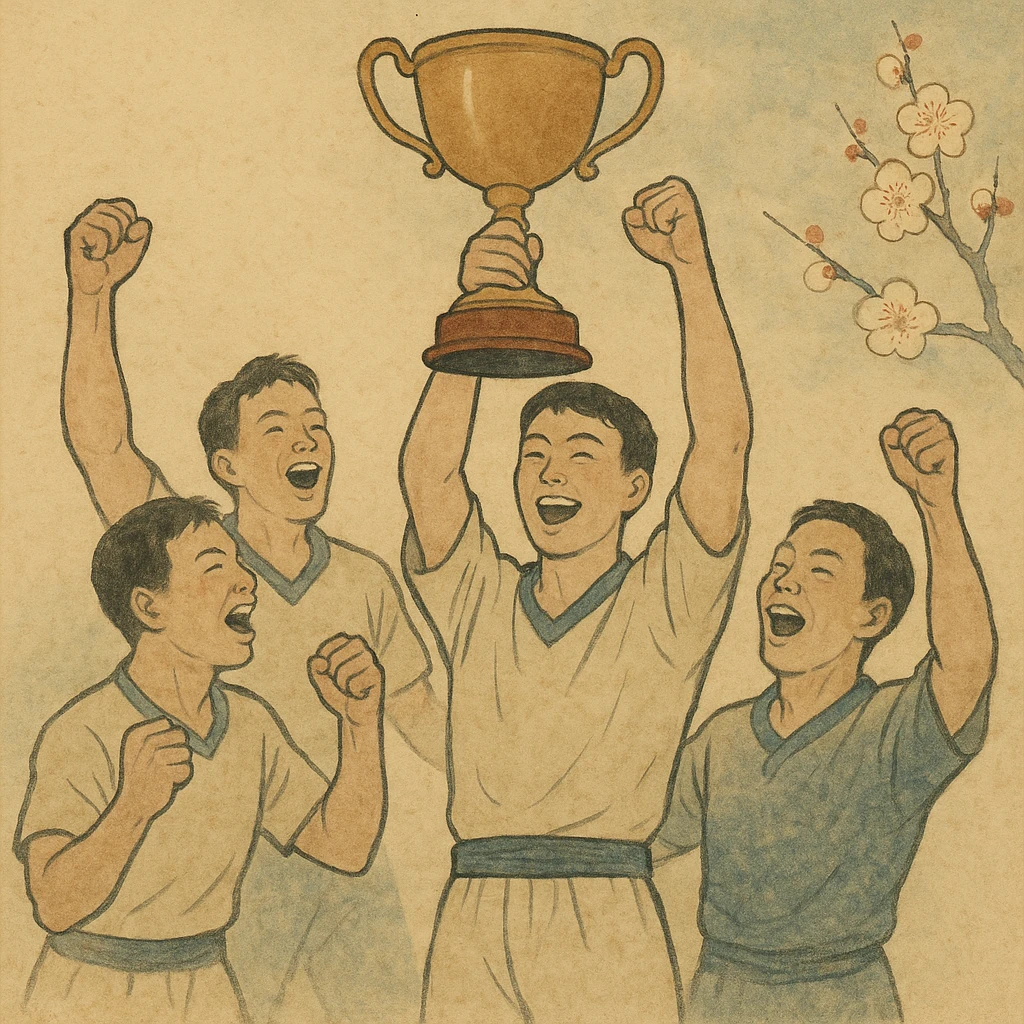team celebrating with trophy emoji
