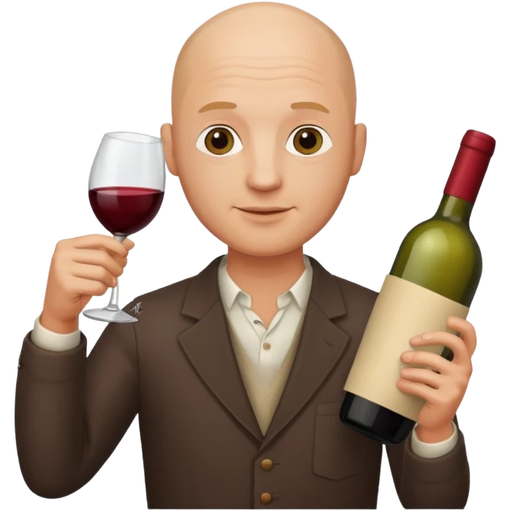homme chauve avec une bouteille de vin emoji