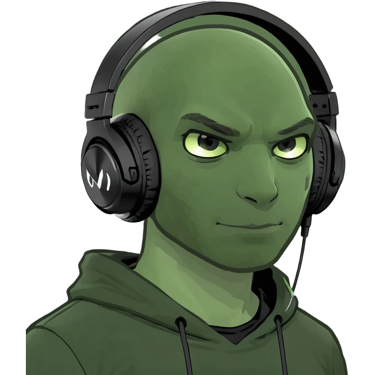 a blonde guy in a black top with black gaming headphones  emoji