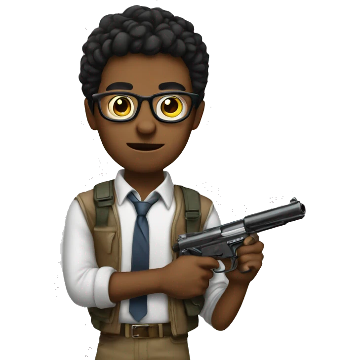 Nerdy boy with a gun emoji