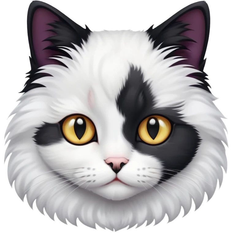 Fluffy black and white cat emoji