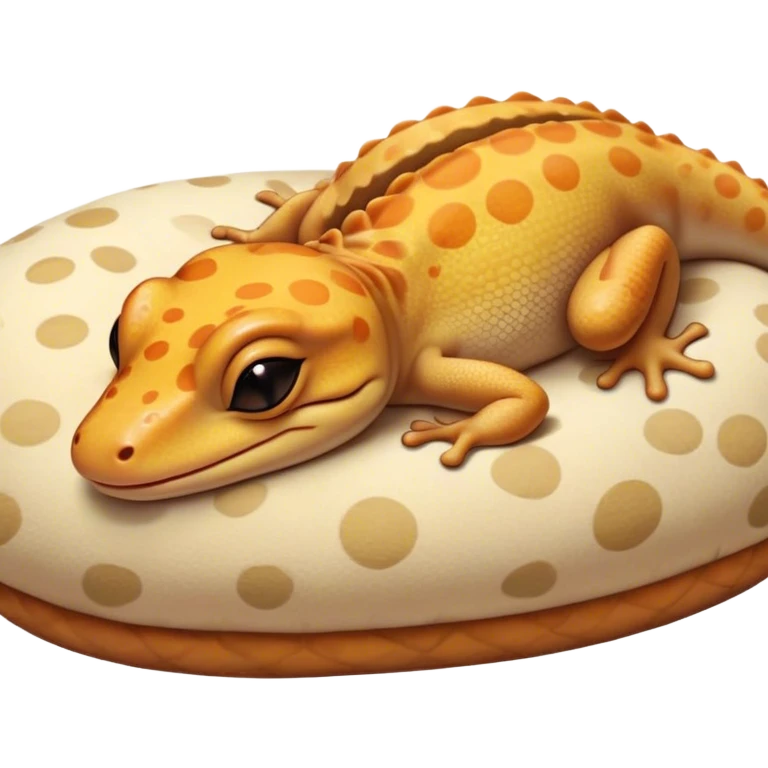 Meme-Worthy Cute Sleeping Gecko Portrait Emoji, Head resting peacefully with a contented smile, showcasing a diminutive, patterned body with smooth scales and eyes gently closed in serene slumber, Simplified yet adorably endearing features, highly detailed, glowing with a soft, drowsy tropical light, high shine, relaxed and utterly lovable, stylized with an air of playful laziness, soft glowing outline, capturing the essence of a sleeping gecko that feels destined to become the next viral icon of adorable rest! emoji