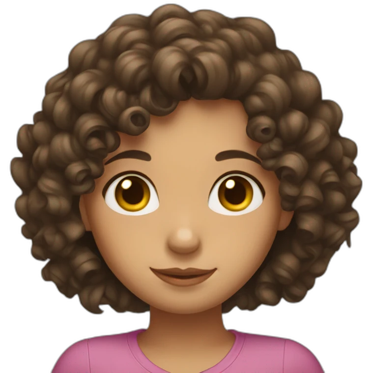 curly brunette girl with a puzzle emoji