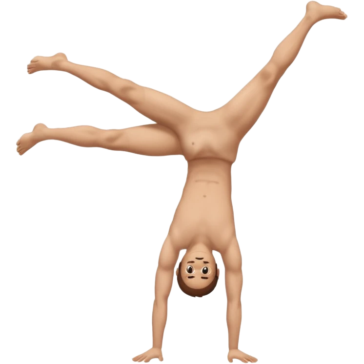 Fully body naked nude male with brown hair  cartwheel backwards just butt cheek showing emoji