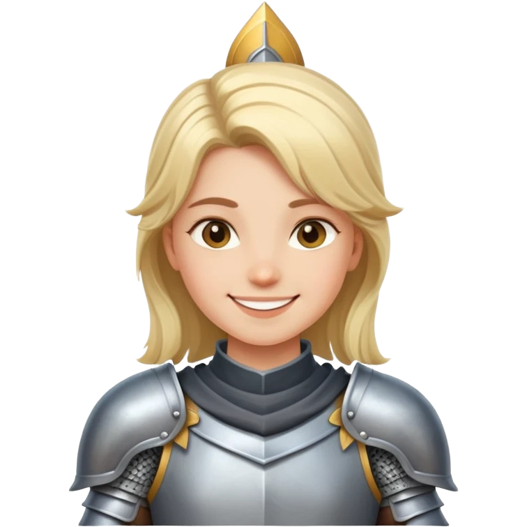 girl knight in open armor, smiling emoji